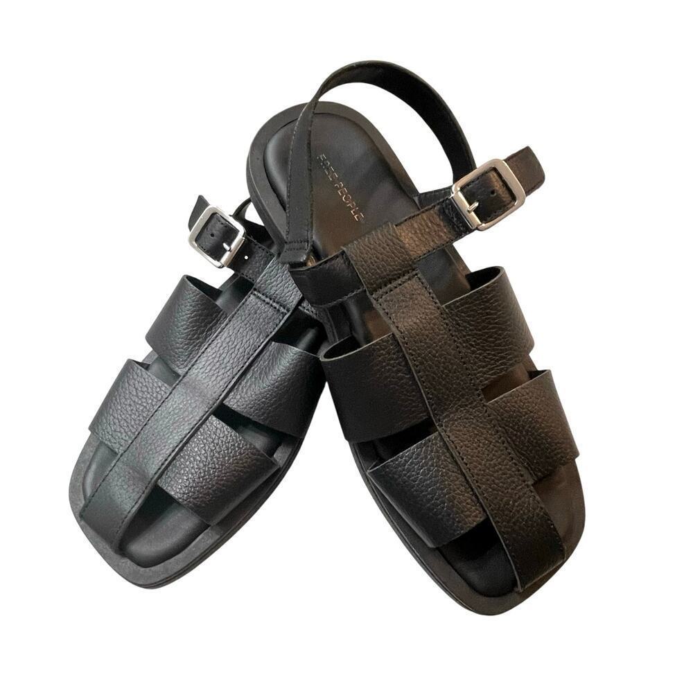 Free People Women's Black Leather Flora Fisherman Sandals Size 42 (11 US) NEW